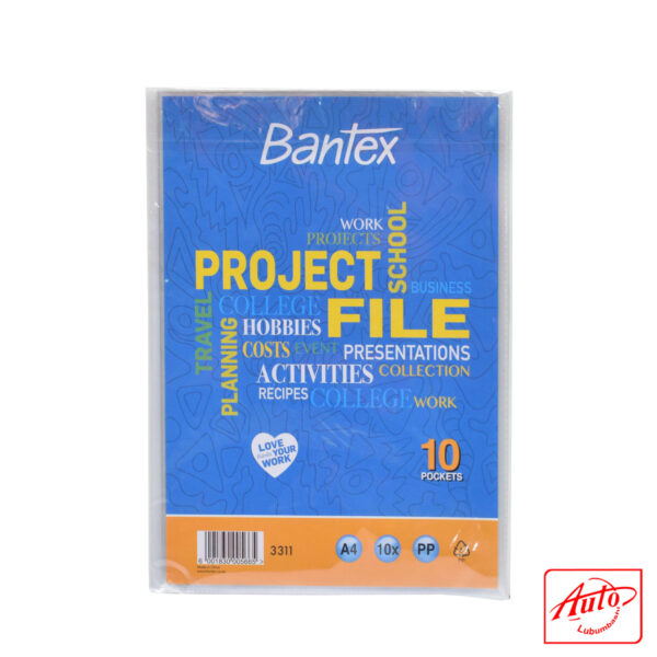 PROJECT FILE A4 10 PP POCKETS CLEAR WITH FRONT POCKET - BANTEX – Image 2