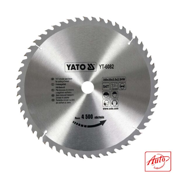 TCT CIRCULAR SAW BLADE FOR CUTTING WOOD 350x30x2.5mm - YATO - Image 2