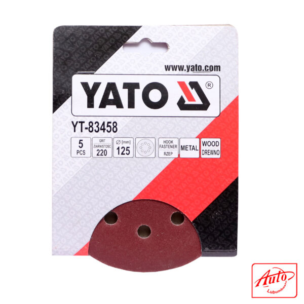 VELCRO ABRASIVE DISC WITH HOLES C BACKING 125MM GRIT 220 5PCS/SET -YATO - Image 2