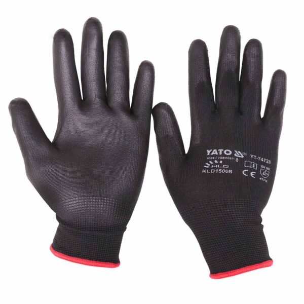 PU COATED NYLON PROTECTIVE GLOVES SIZE 8 – YATO - Image 2