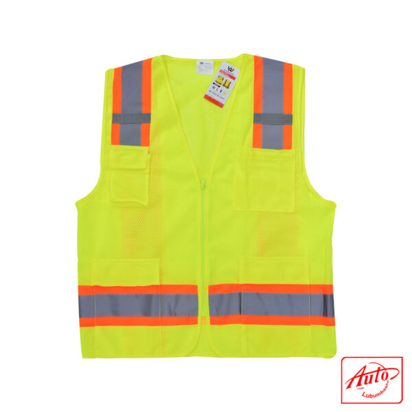 SAFETY JACKET MULTIPLE POCKETS – MESH FROPNT  Size: S Yellow - Image 2