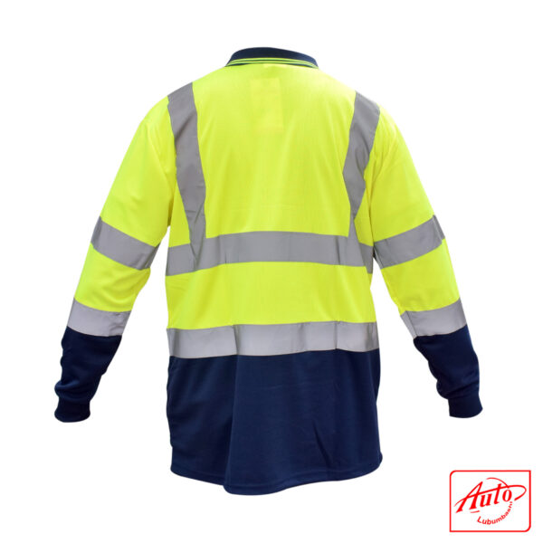 HIGH VISIBILITY CONTRAST LONG SLEEVE POLO SHIRT Size : 2 XL Yellow/Blue - Image 3