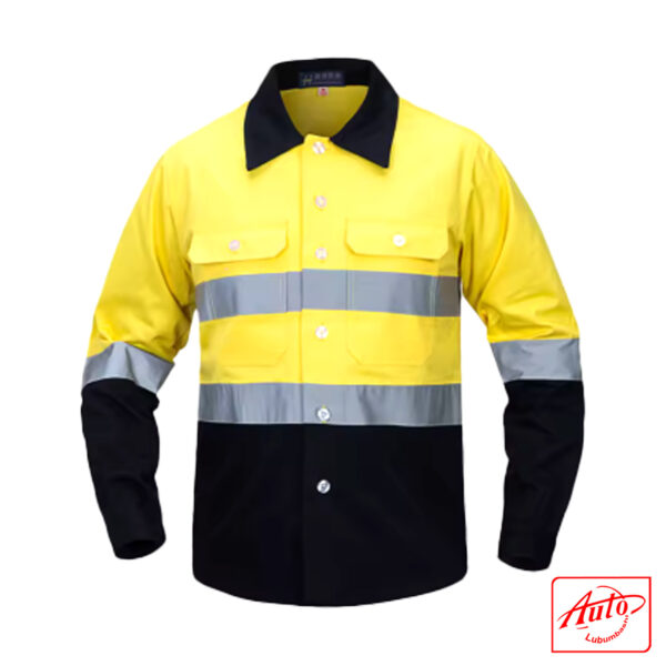 Unisex Reflective High Visibility Long Sleeve Shirt Size: S Yellow/Blue – Image 2