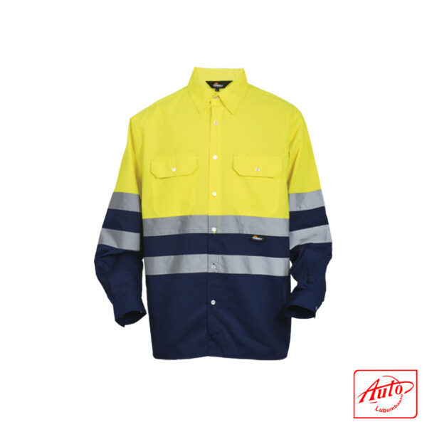 Unisex Reflective High Visibility Long Sleeve Shirt Size: 3XL Yellow/Blue – Image 2