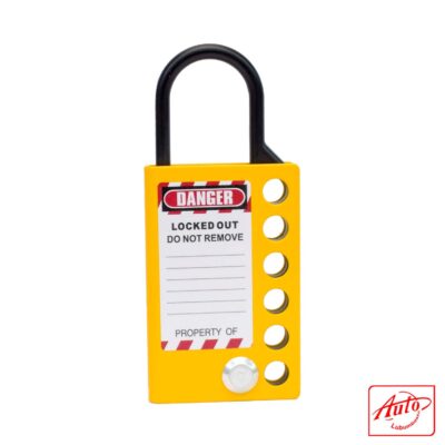 ALUMINUM HASP LOCKOUT – TAG INCLUDED Yellow