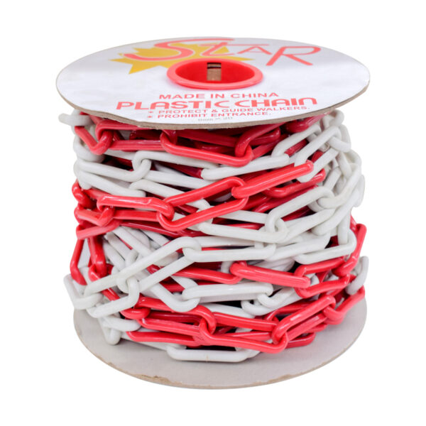 SAFETY PLASTIC CHAIN RED / WHITE Size: 8mm- 18m Red-white – Image 2