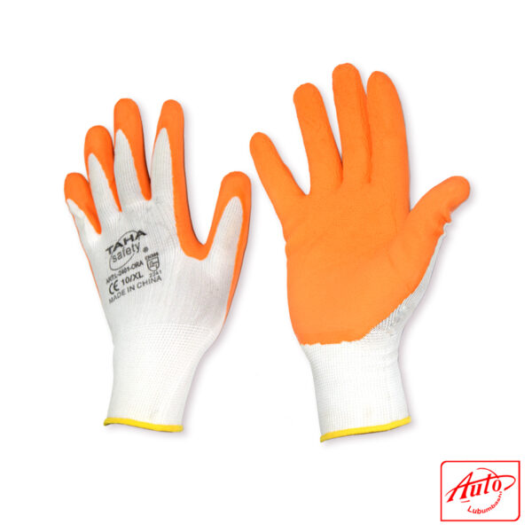 POLYESTER WORKING GLOVES PVC PALM COATED Orange - White - Image 2