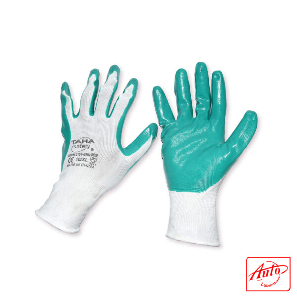 POLYESTER WORKING GLOVES PVC PALM COATED Green - Grey – Image 2