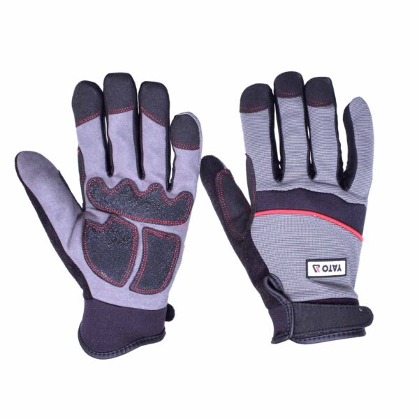 PU COATED NYLON PROTECTIVE GLOVES Size: 9/XXL Black, Grey, Red – Image 2