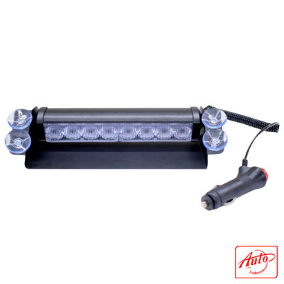 INTERIOR WINDSHIELD-MOUNTABLE ROTATING BEACON - SPIRAL CABLE + CIGAR LIGHTER - 12V RED AND BLUE