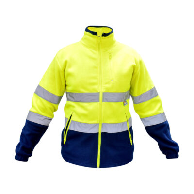 HIGH VISIBILITY CONTRAST FLEECE JACKET Size: L Yellow /Blue