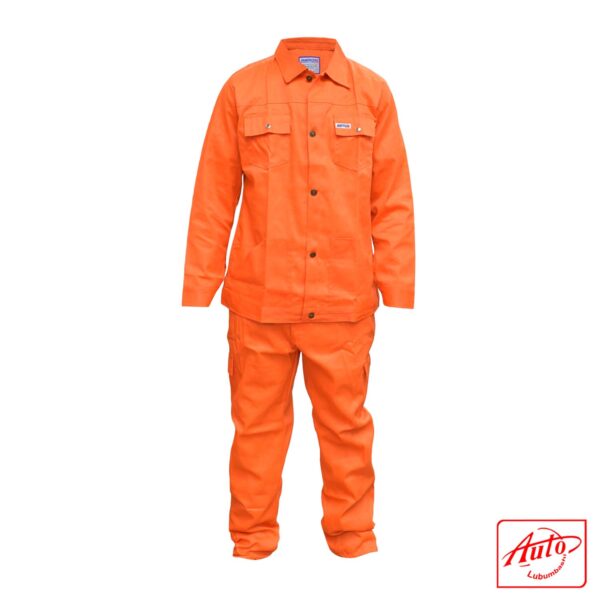 100% twill cotton coverall Trouser and Top Size: L Orange - Image 2