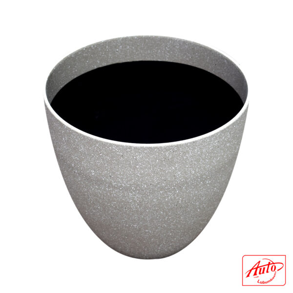TEXTURED RESIN PLANTER 19cm × 14cm Grey - White – Image 2