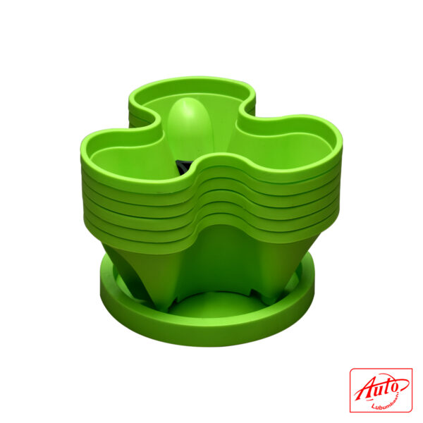STACKABLE VERTICAL PLANTER – FOUR-PETAL FLOWER TOWER GREEN – Image 3