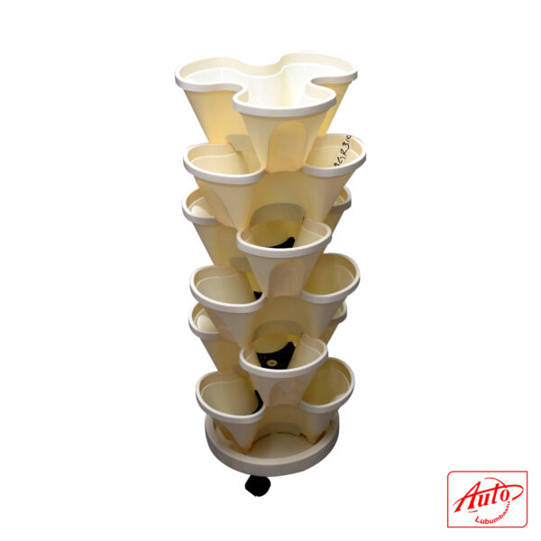 STACKABLE VERTICAL PLANTER – FOUR-PETAL FLOWER TOWER BEIGE – Image 2