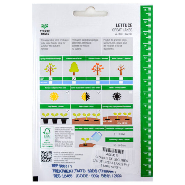 VEGETABLE SEEDS LETTUCE GREAT LAKES - STARKE AYRES – Image 3