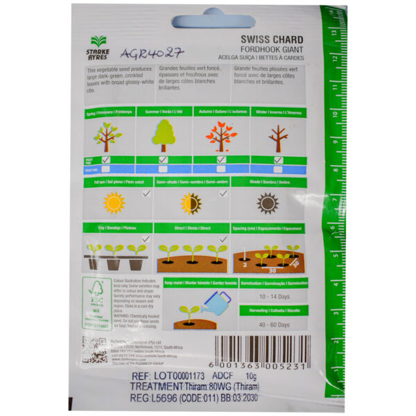 VEGETABLE SEEDS SWISS CHARD FORDHOOK GIANT – PKT – STARKE AYRES – Image 3