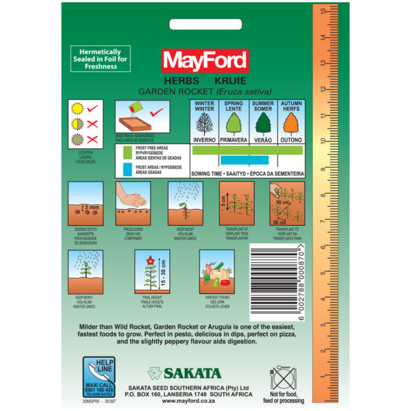 SEEDS SATIVA GARDEN ROCKET – PKT – MAYFORD – Image 3