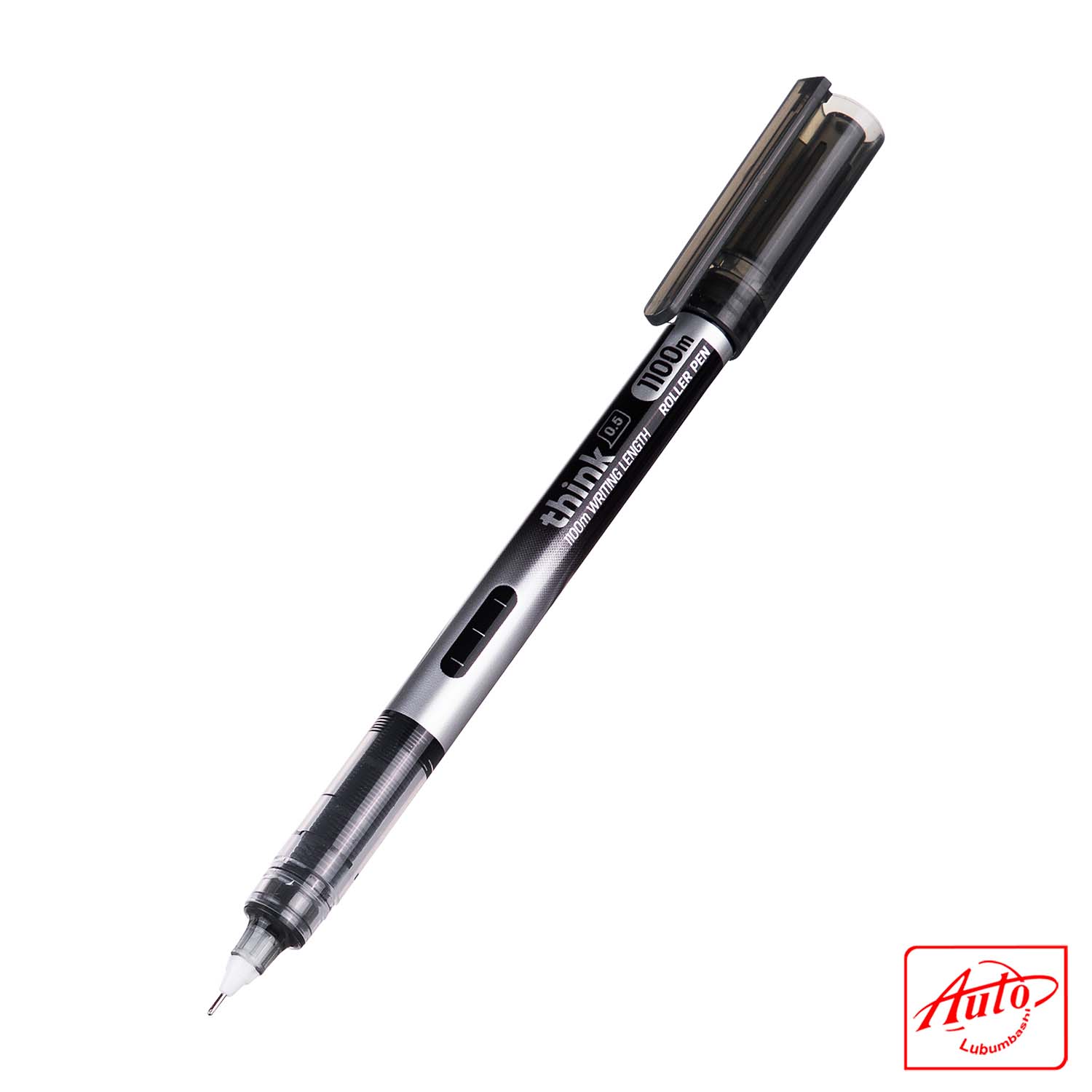 Deli Think Black Ink Solid Roller Pen – 0.5 mm, Black/Silver - Image 2