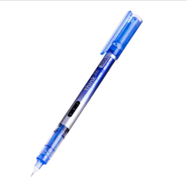 Deli Think Blue Ink Solid Roller Pen – 0.5 mm, Blue/Silver - Image 2