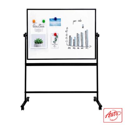 Deli Double-Sided Magnetic Whiteboard – 900 × 1200 mm, Mobile Stand, Foldable Tray