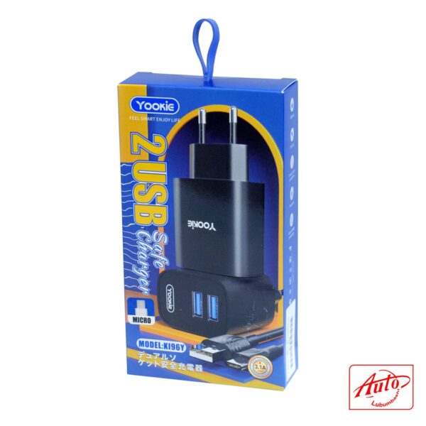 YOOKIE K196Y Safe Dual USB Wall Charger – Micro Port Edition – Image 2