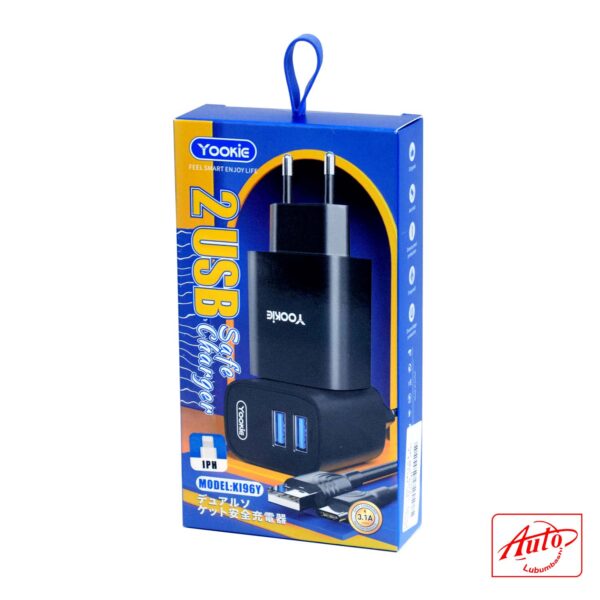 YOOKIE K196Y Safe Dual USB Wall Charger – 3.1A Total Output - Image 2
