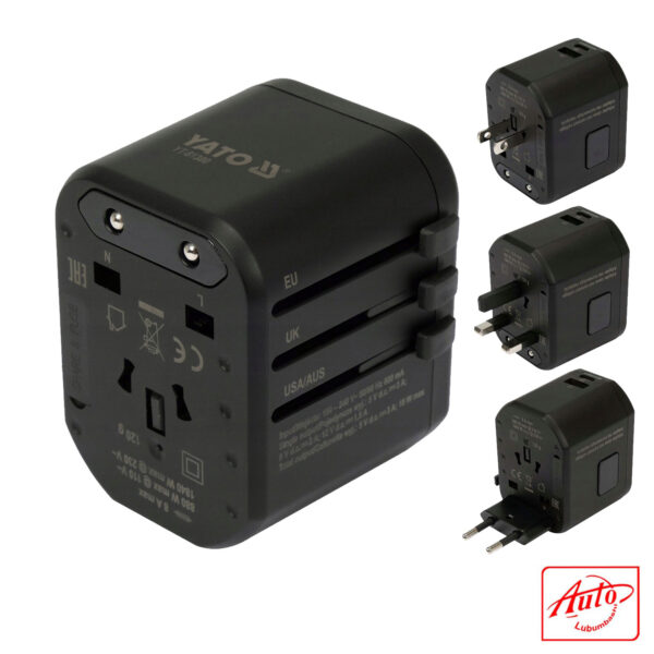 Yato YT-81300 Universal Travel Adapter with USB & Quick Charger 20W - Image 3