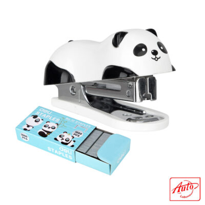 Deli Mini Cute Panda Desktop Stapler – 12 Sheet Capacity with Staple Remover & 1000PCS No.10 Staples