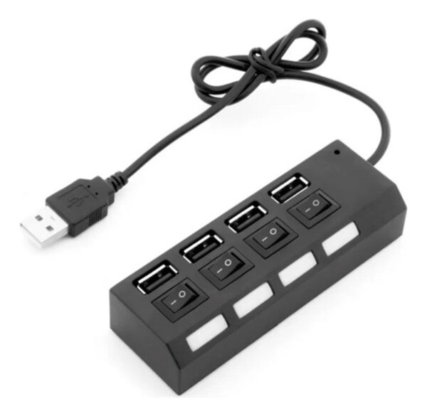 4‑Port USB 2.0 Hub with Individual LED‑Lit Power Switches – Model KP‑013 – Image 2