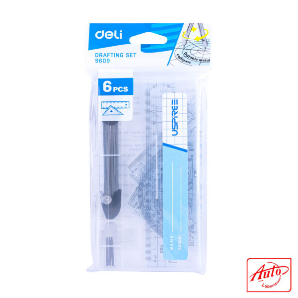 Deli School Drafting Set – 6-Piece Transparent Math Tool Kit (15cm) – Image 2