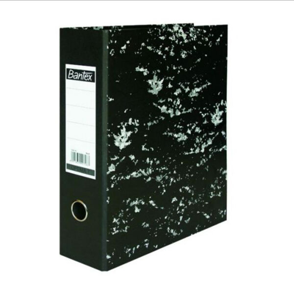 Bantex A4 Board Lever Arch File – Mottled Black & White, 70mm Spine, No Rado Clip - Image 2