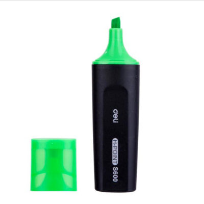 Deli Fluorescent Highlighter – Green, Chisel Tip, Non-Toxic Ink