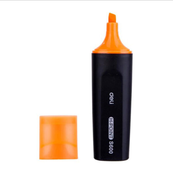 Deli Fluorescent Highlighter – Orange, Chisel Tip, Non-Toxic Ink - Image 2