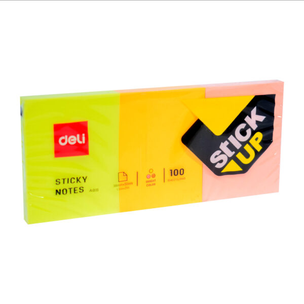 Deli Sticky Notes – 38×51 mm, 300 Sheets, Yellow, Pink, Blue (3 Pads) - Image 2