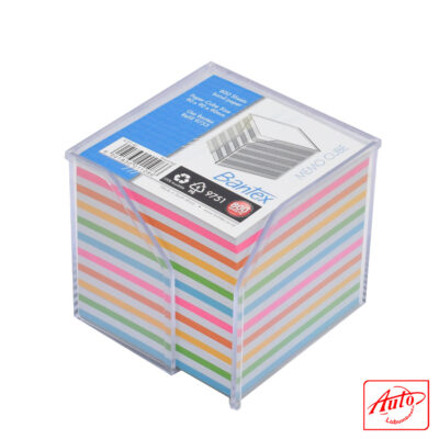 BANTEX Memo Cube with Rainbow Paper – 800 Sheets, Clear Plastic Cube