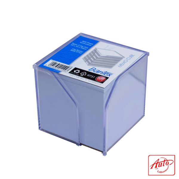 BANTEX Memo Cube with Paper – 800 White Sheets, Clear Plastic Holder – Image 2