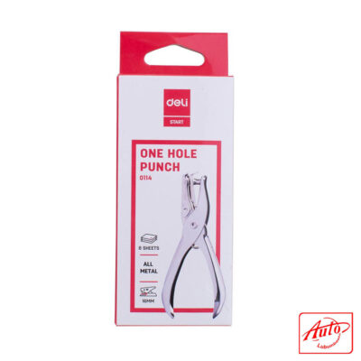 Deli E0114 – 1-Hole Punch, 8 Sheets Capacity, 6mm Diameter (Silver)