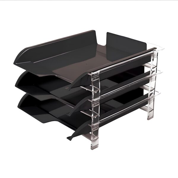 Bantex Vision Letter Tray – 3-Tier Black Desk Organizer - Image 2
