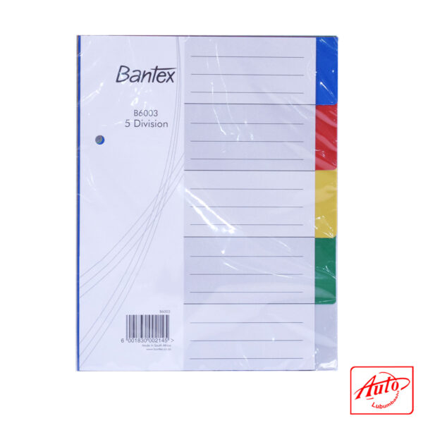 Bantex A5 PP Index Dividers – 5 Division / 5 Colours / Pack – Image 2