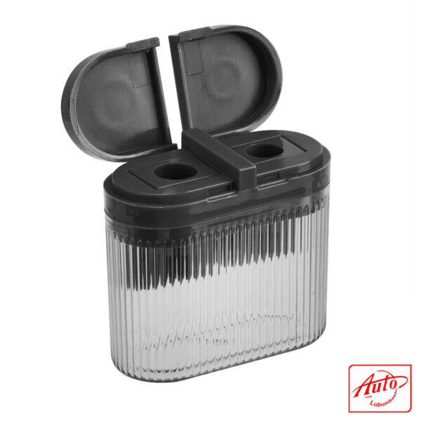 Deli Dual-Hole Manual Pencil Sharpener – For Standard & Jumbo Pencils, White/Grey/Blue - Image 4