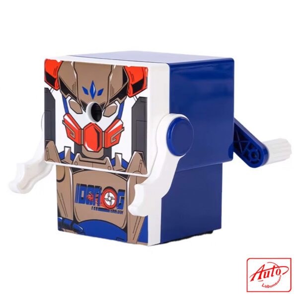 Deli Manual Pencil Sharpener – Cartoon Design, Blue, Hand Crank – Image 2