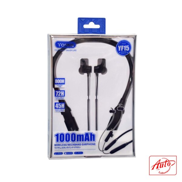 YOOKIE TEC013 – Wireless Neckband Earphones with 1000mAh Battery (Magnetic Adsorption, 15W) Black – Image 2