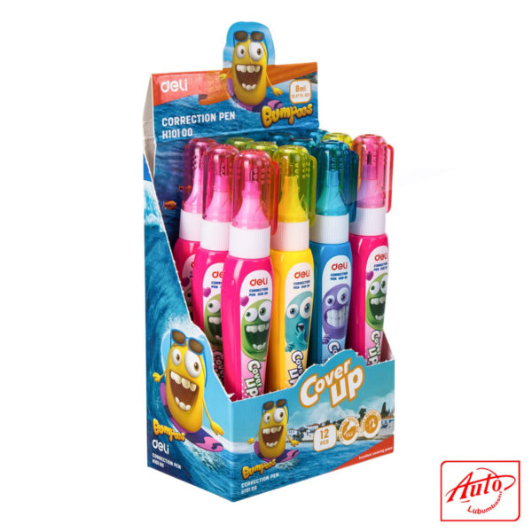 Deli Correction Pen – Bumpees Cartoon Design, Fast-Dry, Retractable, 3-Color Set - Image 4