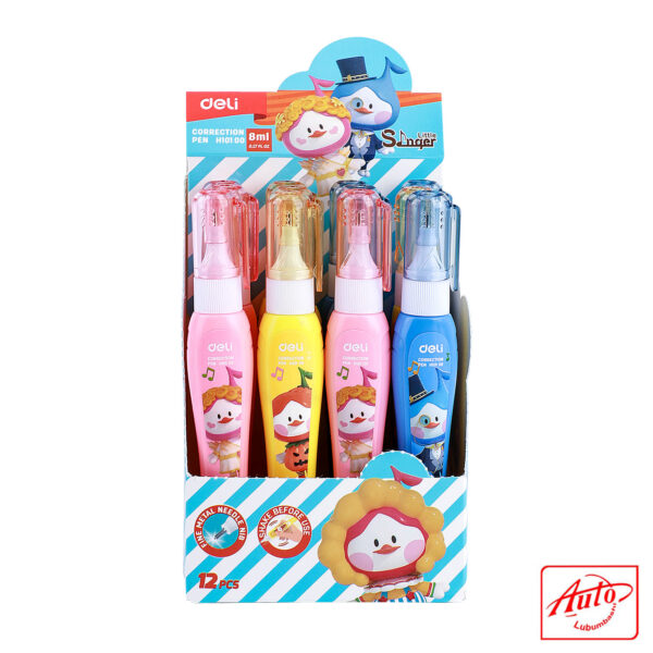 Deli Correction Pen – Bumpees Cartoon Design, Fast-Dry, Retractable, 3-Color Set - Image 3
