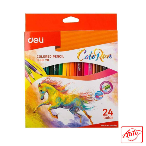 Deli Color Pencil Set – 24 Colors, Triangular Grip, Smooth & Fade-Resistant Lead - Image 2