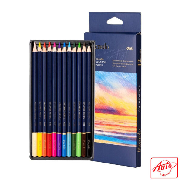 Deli Colored Pencil Set – 12 Colors, Hexagonal Barrel, Smooth Coloring – Image 2