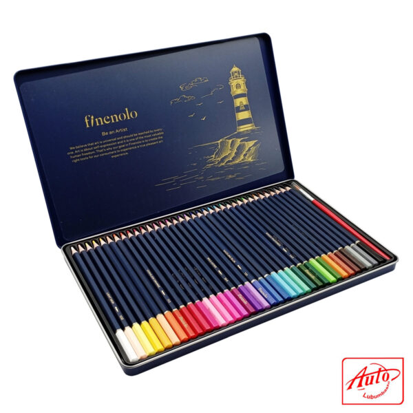 Deli Finenolo Basswood Colour Pencil Set – 36 Colours, Sharp Point, Metal Case – Image 2