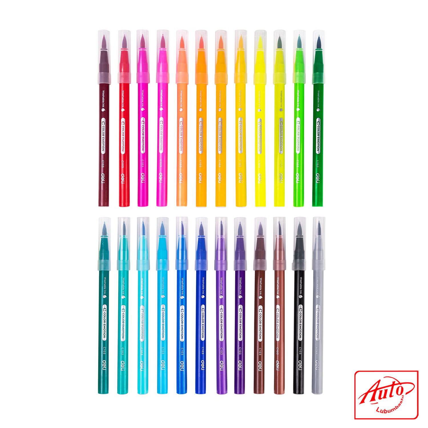 Deli Felt Tip Pen Set – 24 Colours, Washable Ink, Fine & Broad Tips - Image 3