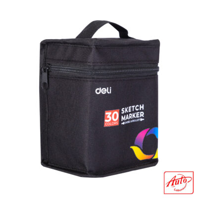 Deli Sketch Marker Set – 30 Colors, Dual Tip, Alcohol-Based, Non-Toxic, Zipper Case